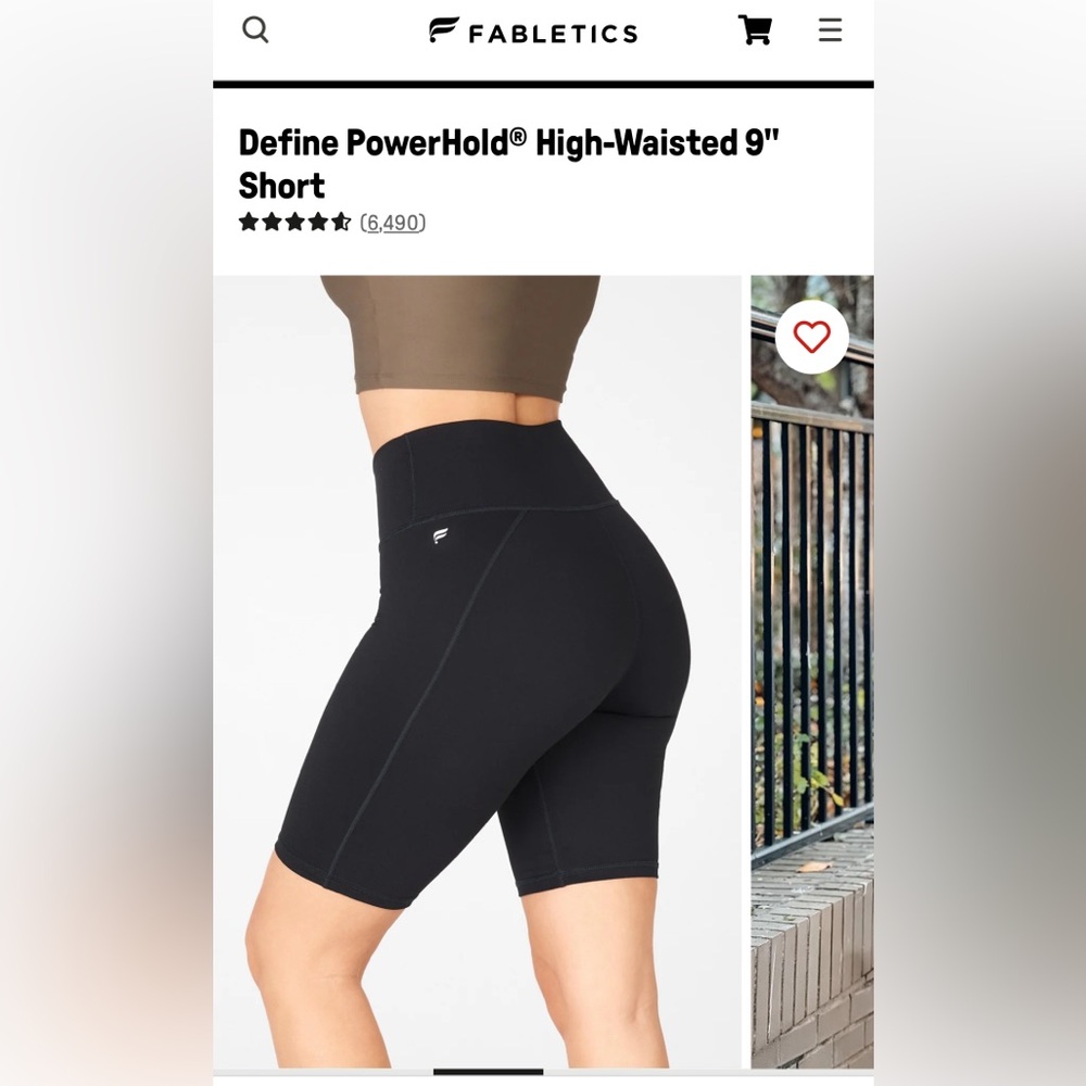 Fabletics Define PowerHold High-Waisted 9" Short (Size Medium, Color Black)